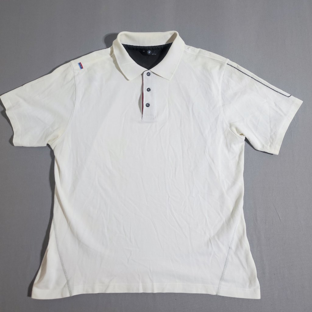 Bmw M Power Knit Polo Shirt Men's Size Eu Xxl / Us Xl White Navy Red Embroidered